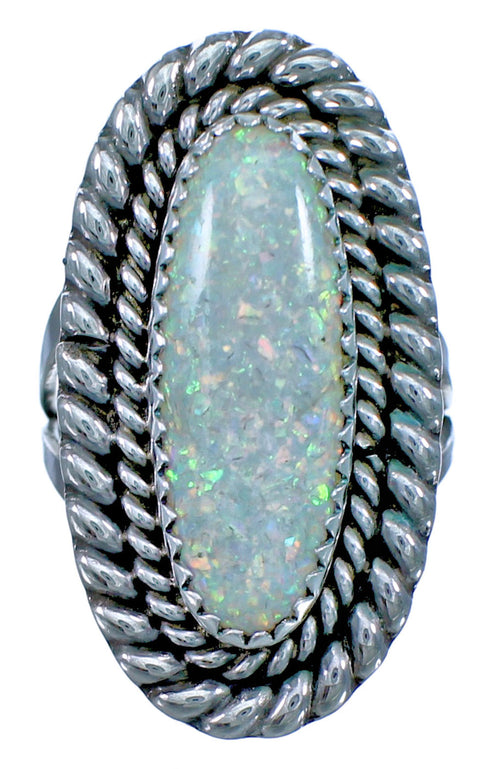 Authentic American Indian Opal Sterling Silver Ring Size 7 CS118017